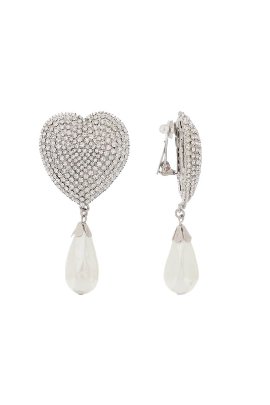 heart crystal earrings with pearls