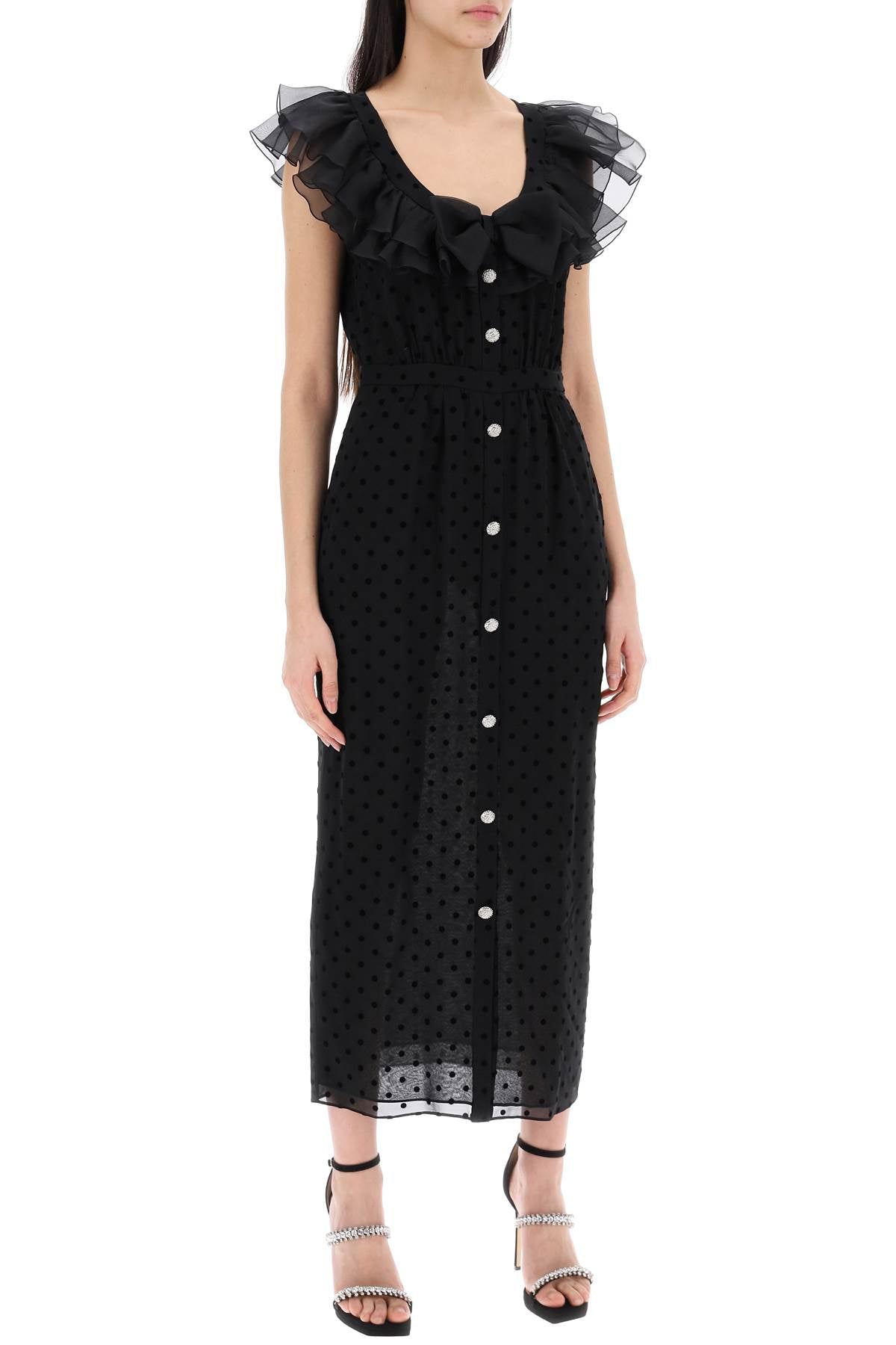 'polka dot midi dress in ge