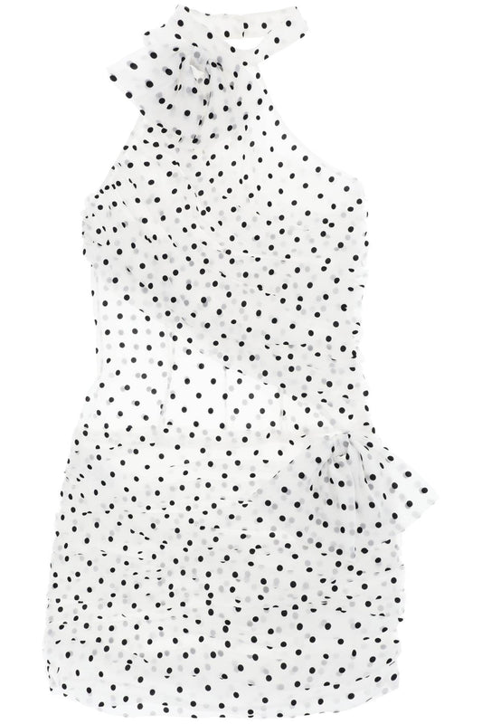 one-shoulder mini dress in polka