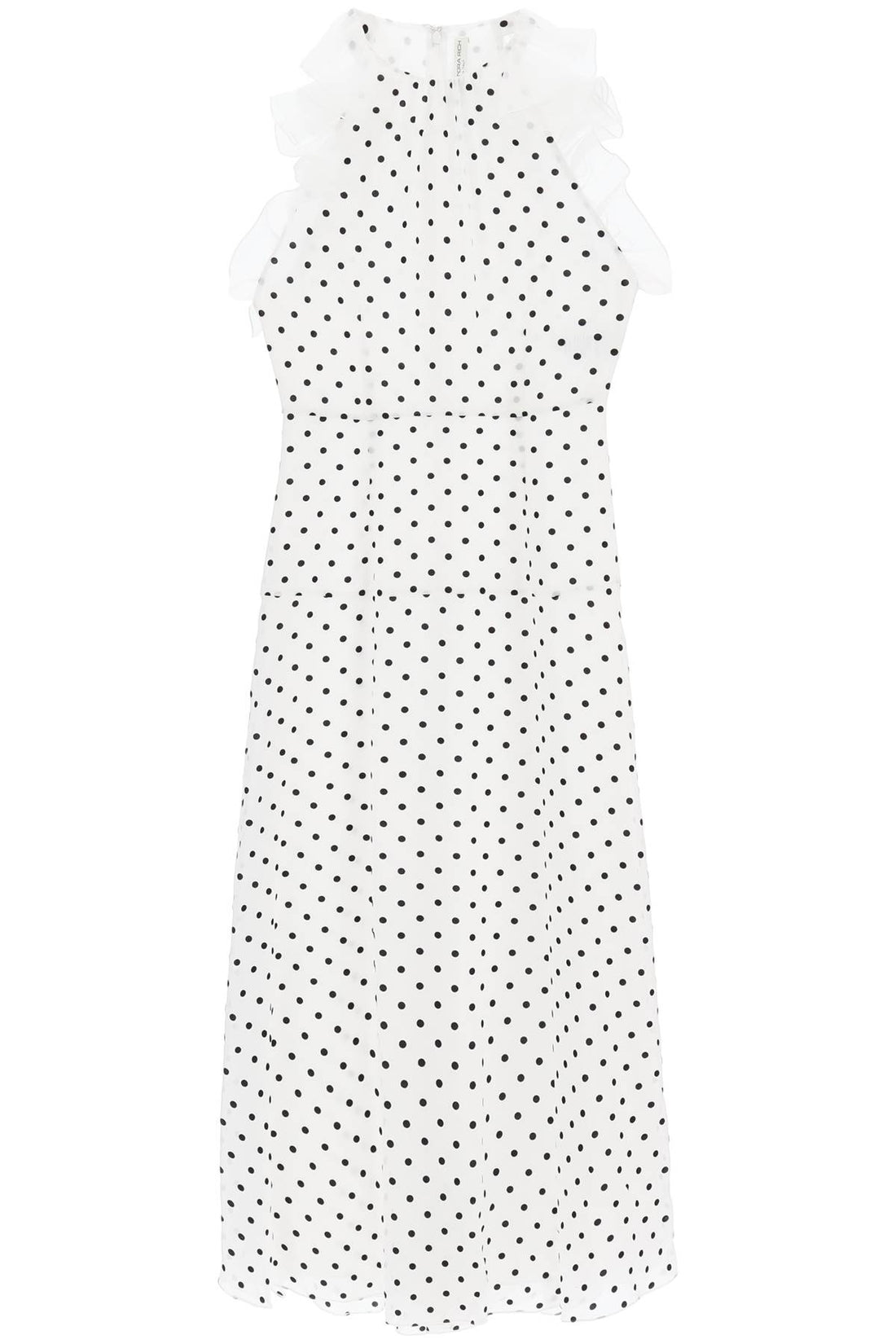 sleeveless maxi dress in polka