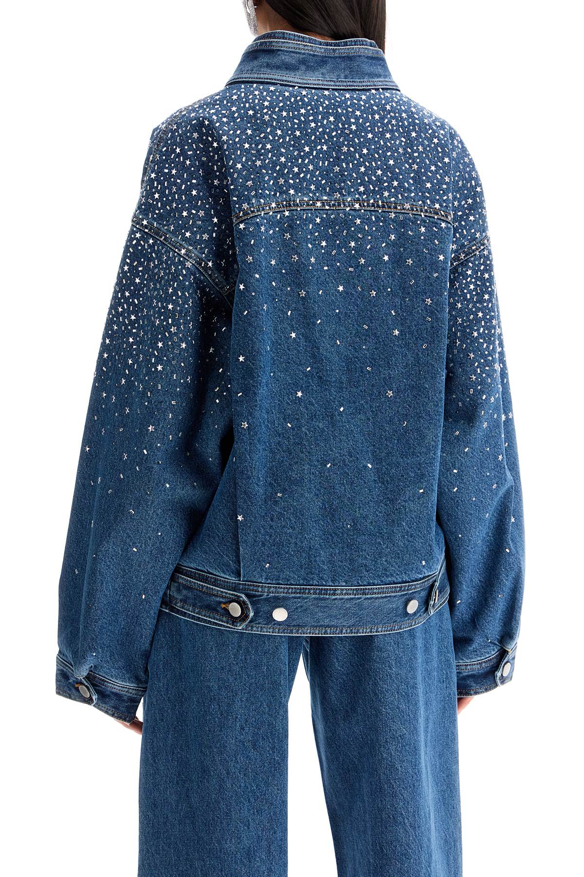 denim bomber jacket with rhin