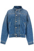 denim bomber jacket with rhin