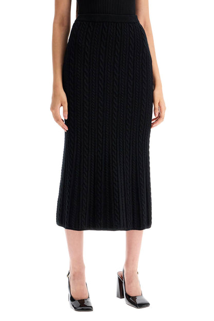 &quot;knitted midi skirt with cable knit