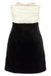 short dress in satin and velvet