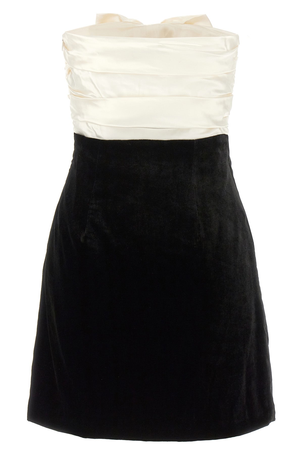 short dress in satin and velvet
