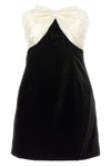 short dress in satin and velvet