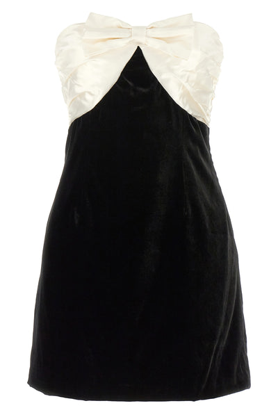 short dress in satin and velvet