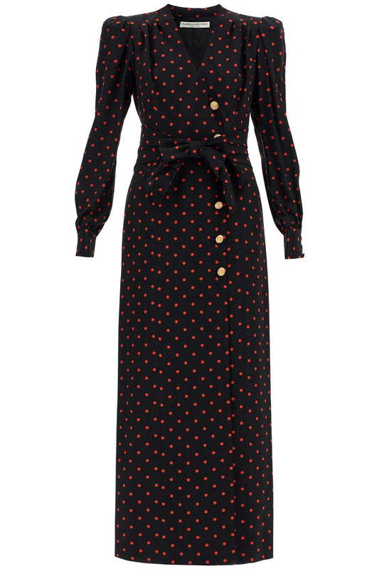 silk maxi dress with polka dots