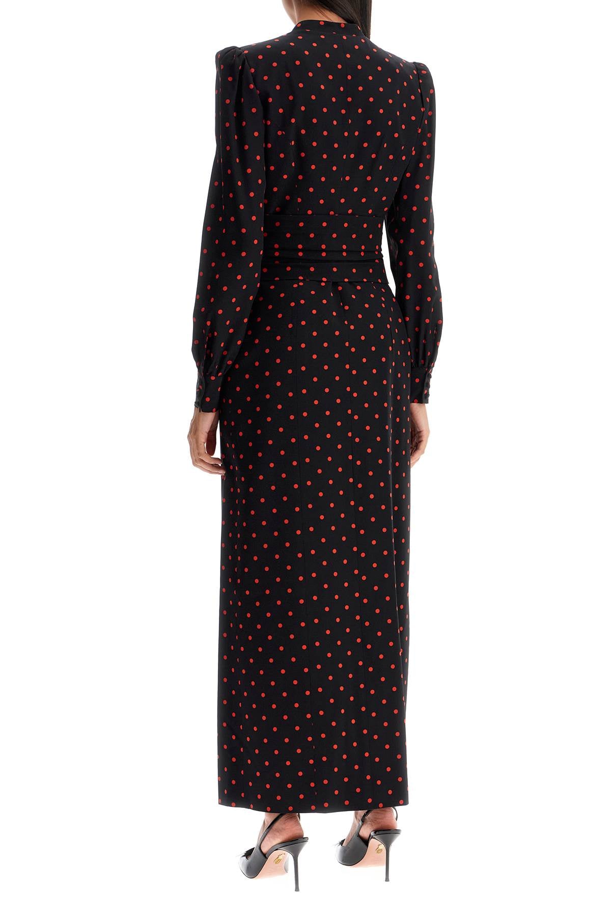 silk maxi dress with polka dots