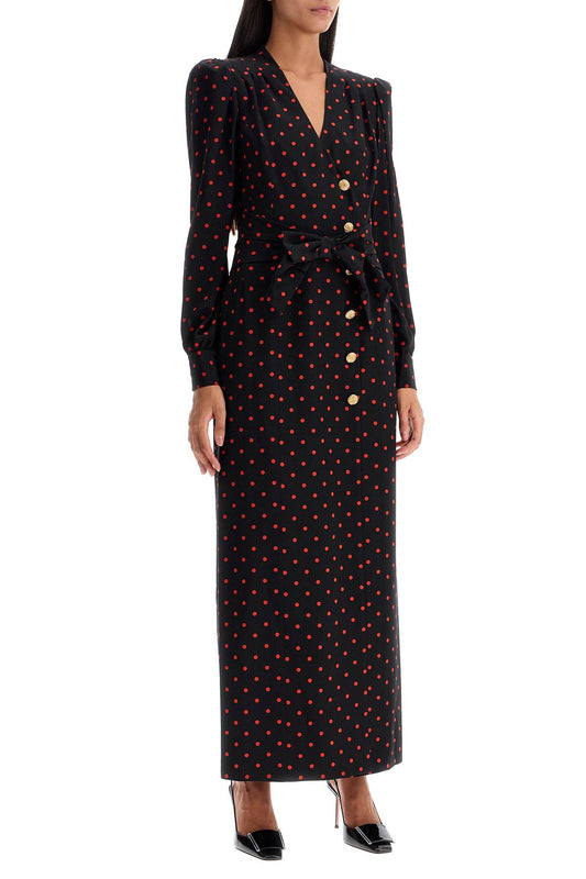 silk maxi dress with polka dots