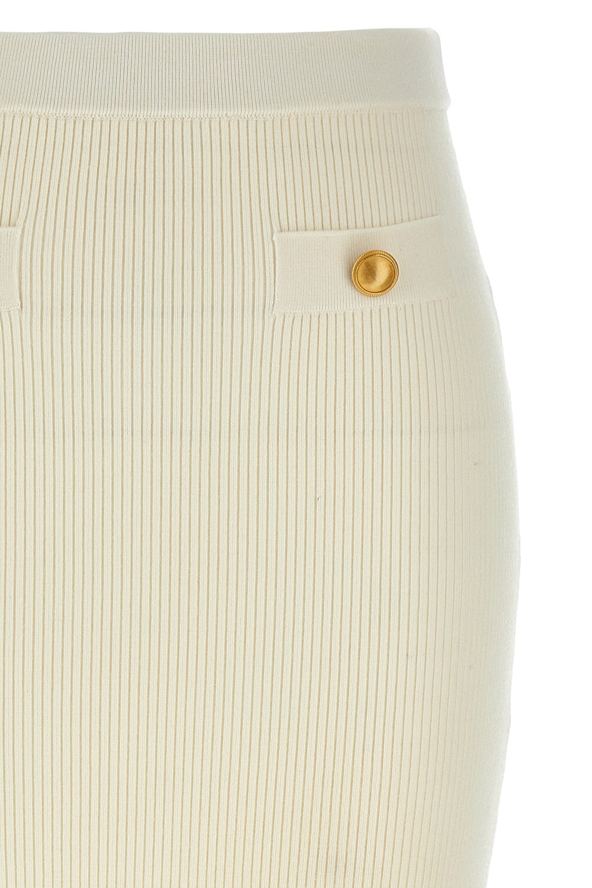 midi skirt in ribbed stretch wool and cashmere blend