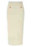 midi skirt in ribbed stretch wool and cashmere blend
