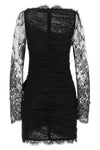 draped lace mini dress