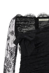 draped lace mini dress