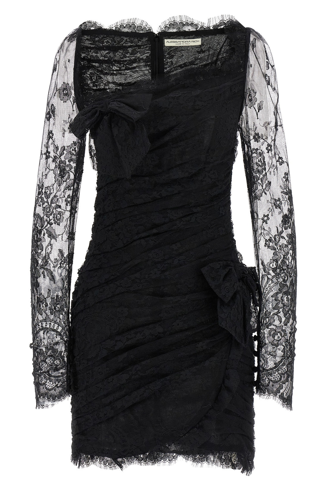 ALESSANDRA RICH 40 draped lace mini dress