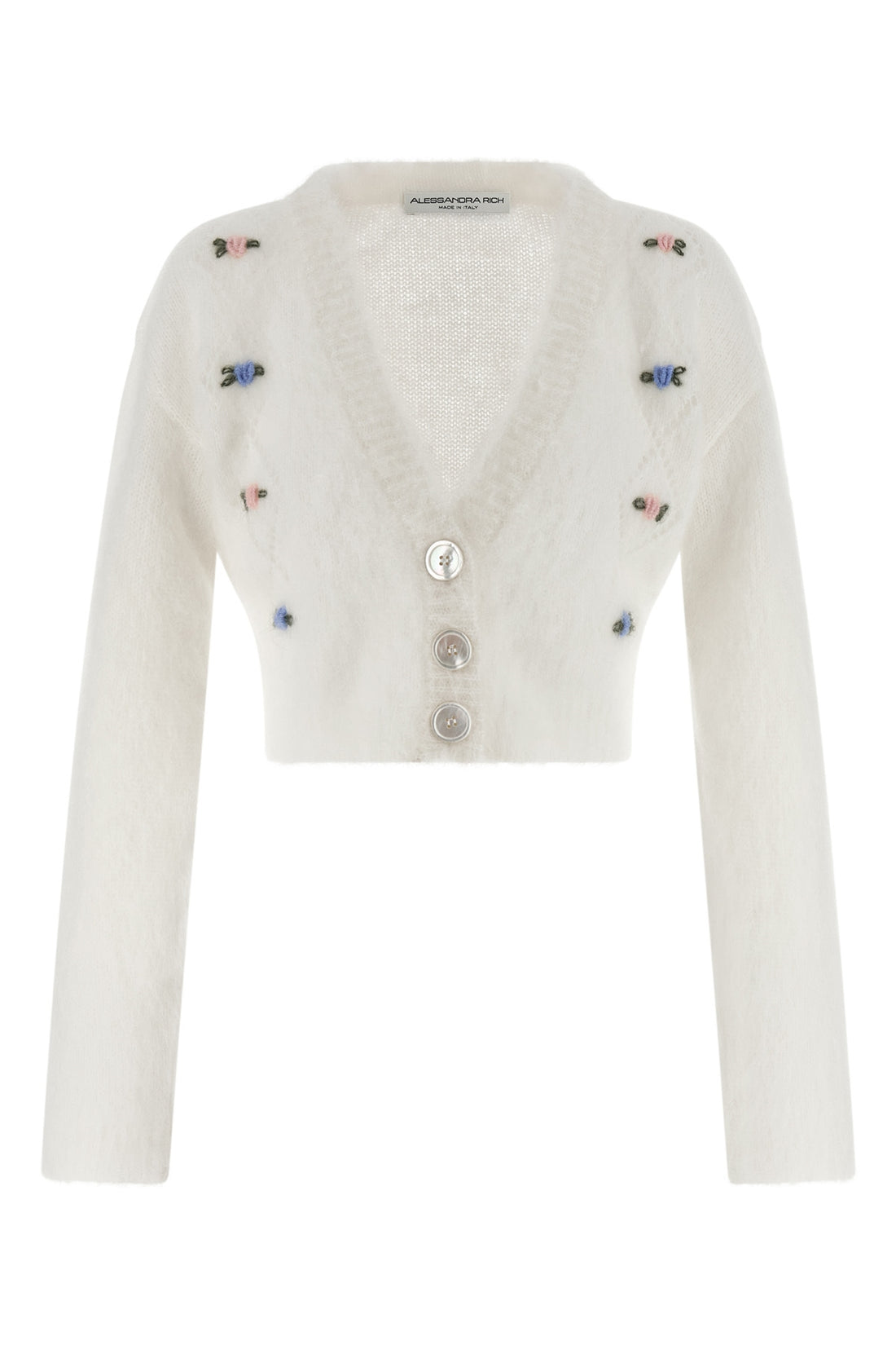 ALESSANDRA RICH 40 carded mohair cardigan in alpaca and wool blend