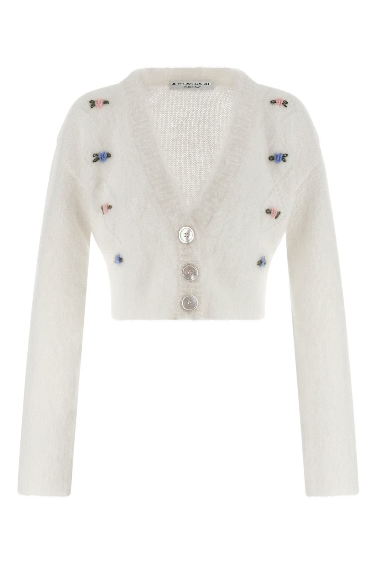 carded mohair cardigan in alpaca and wool blend