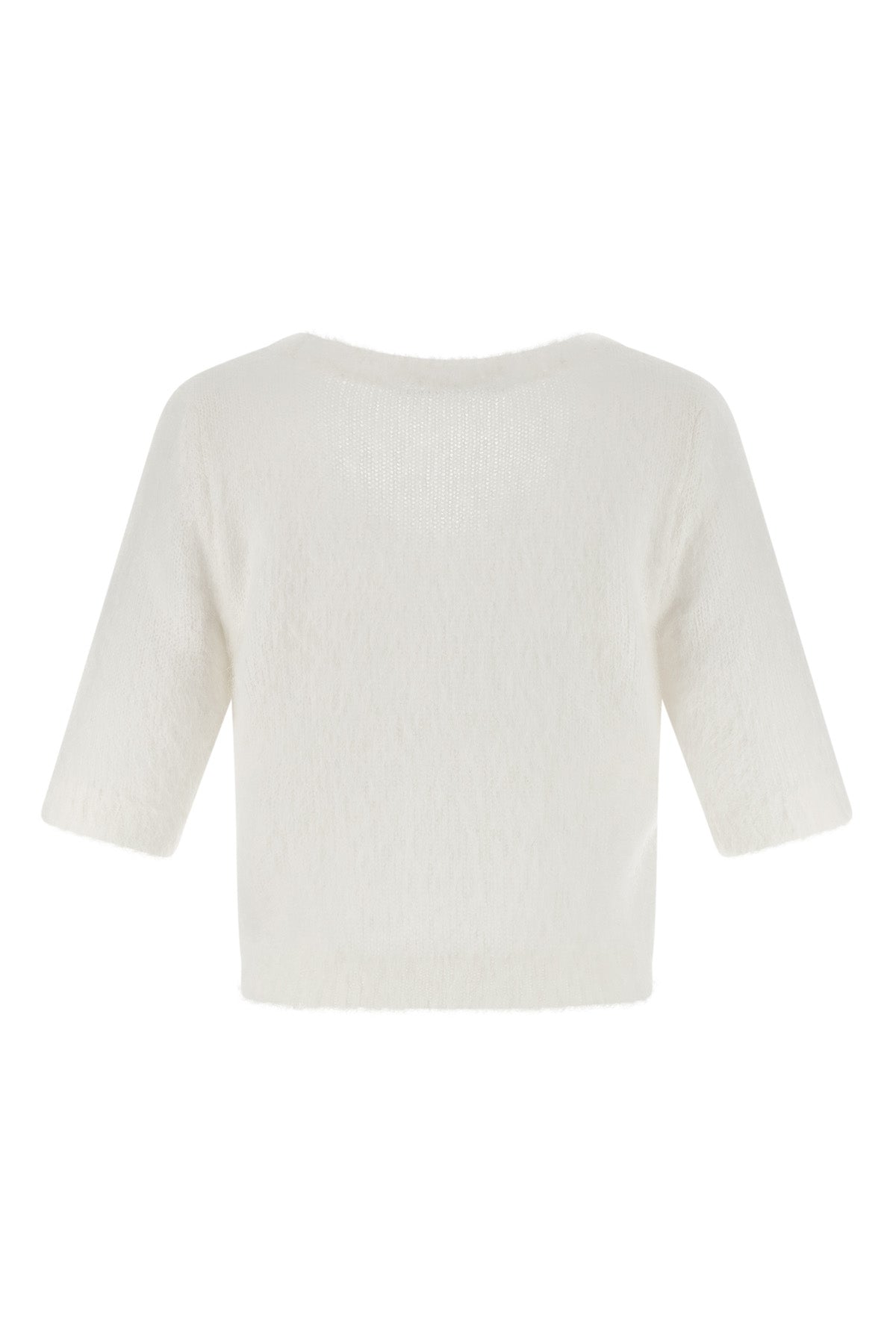carded mohair cardigan in alpaca and wool blend