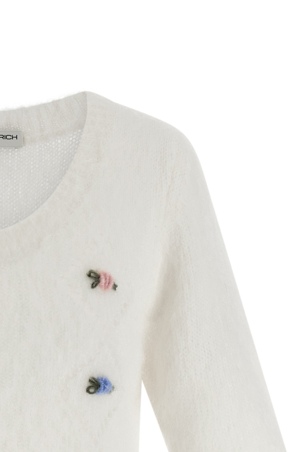 carded mohair cardigan in alpaca and wool blend