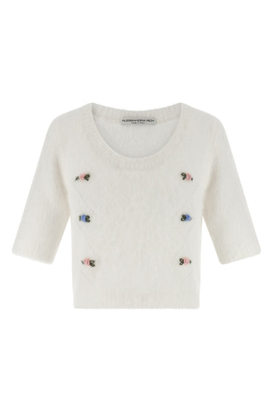 carded mohair cardigan in alpaca and wool blend
