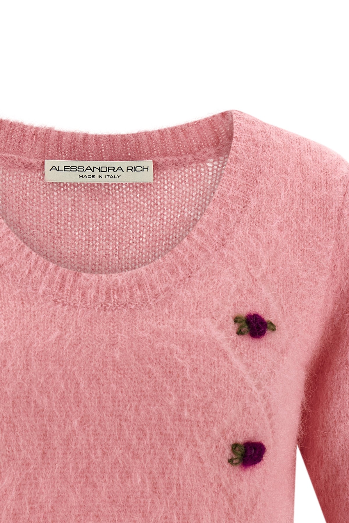 carded mohair cardigan in alpaca and wool blend