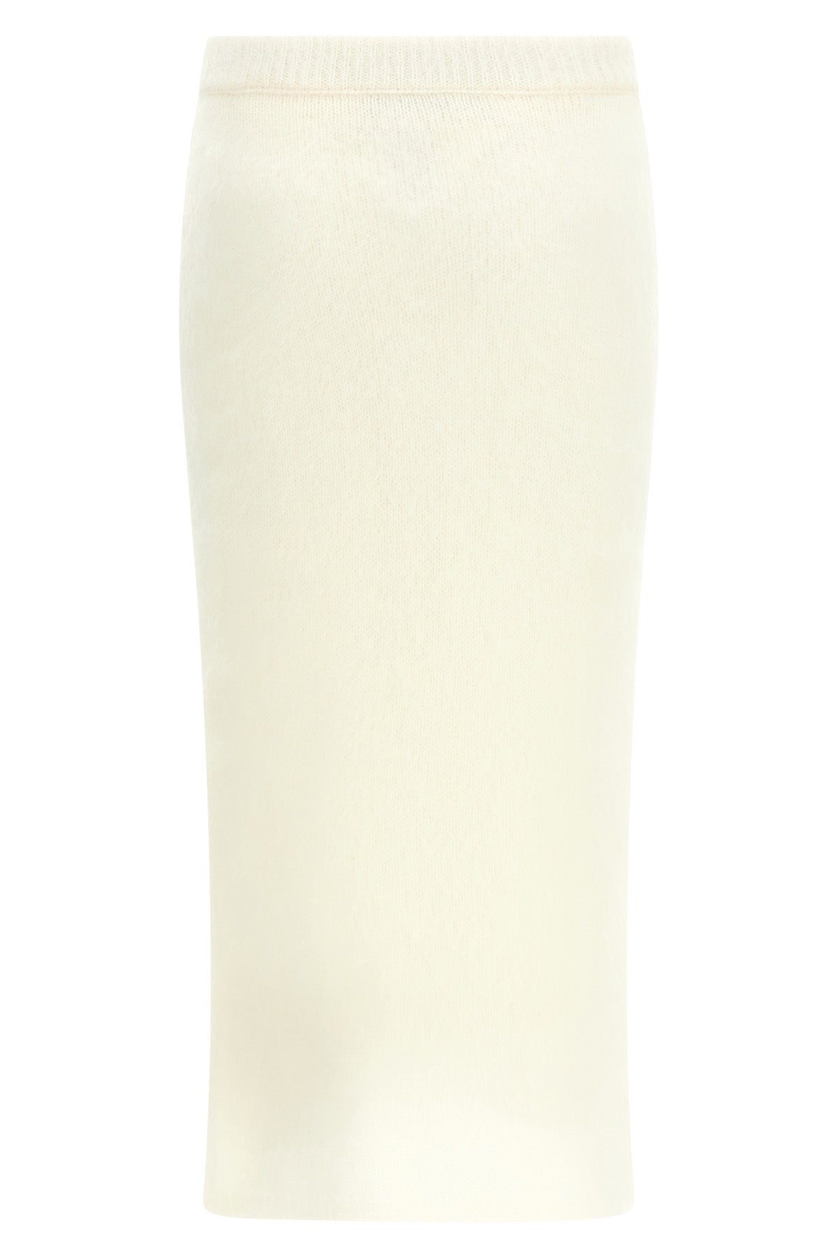 carded mohair wool knit midi skirt
