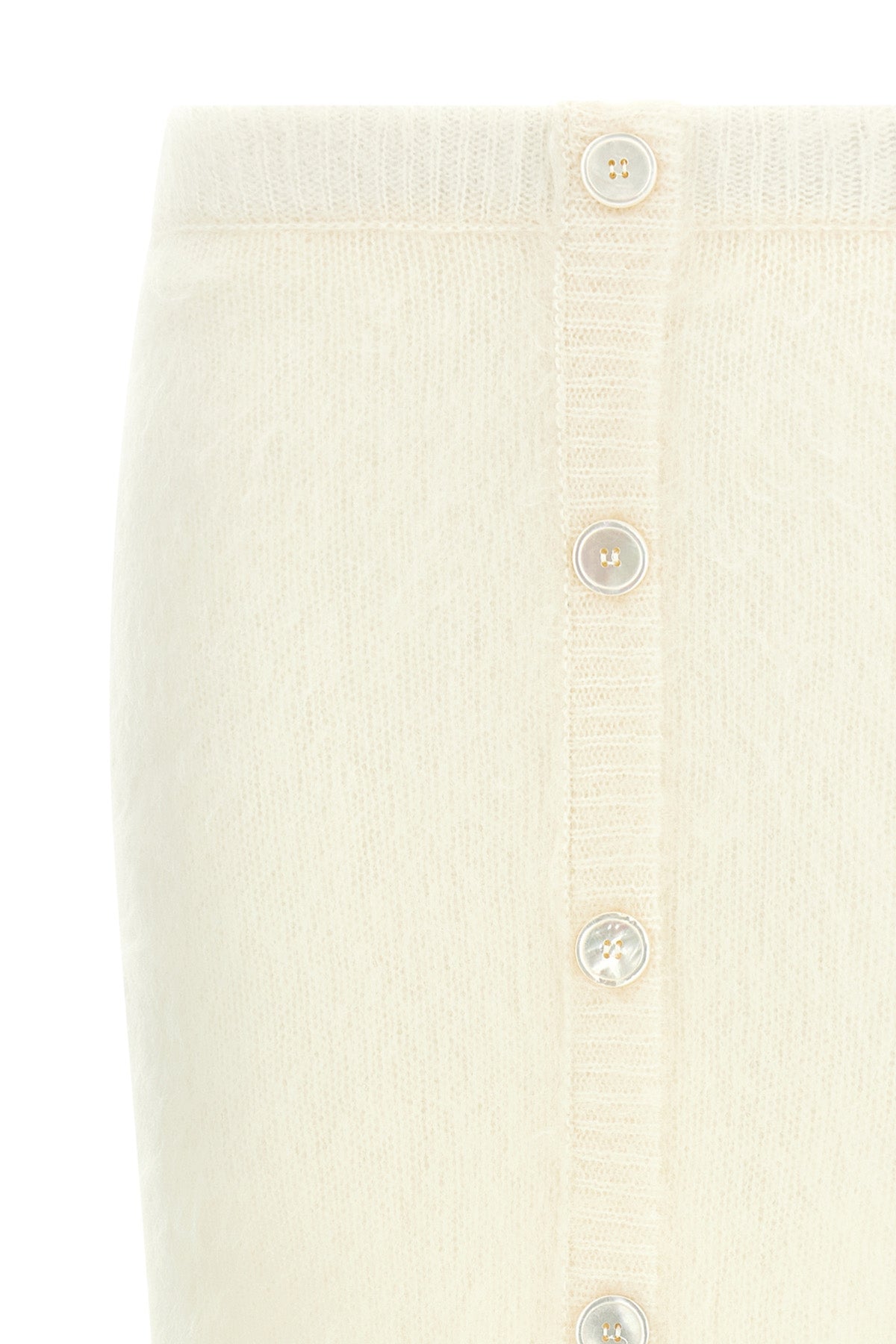 carded mohair wool knit midi skirt
