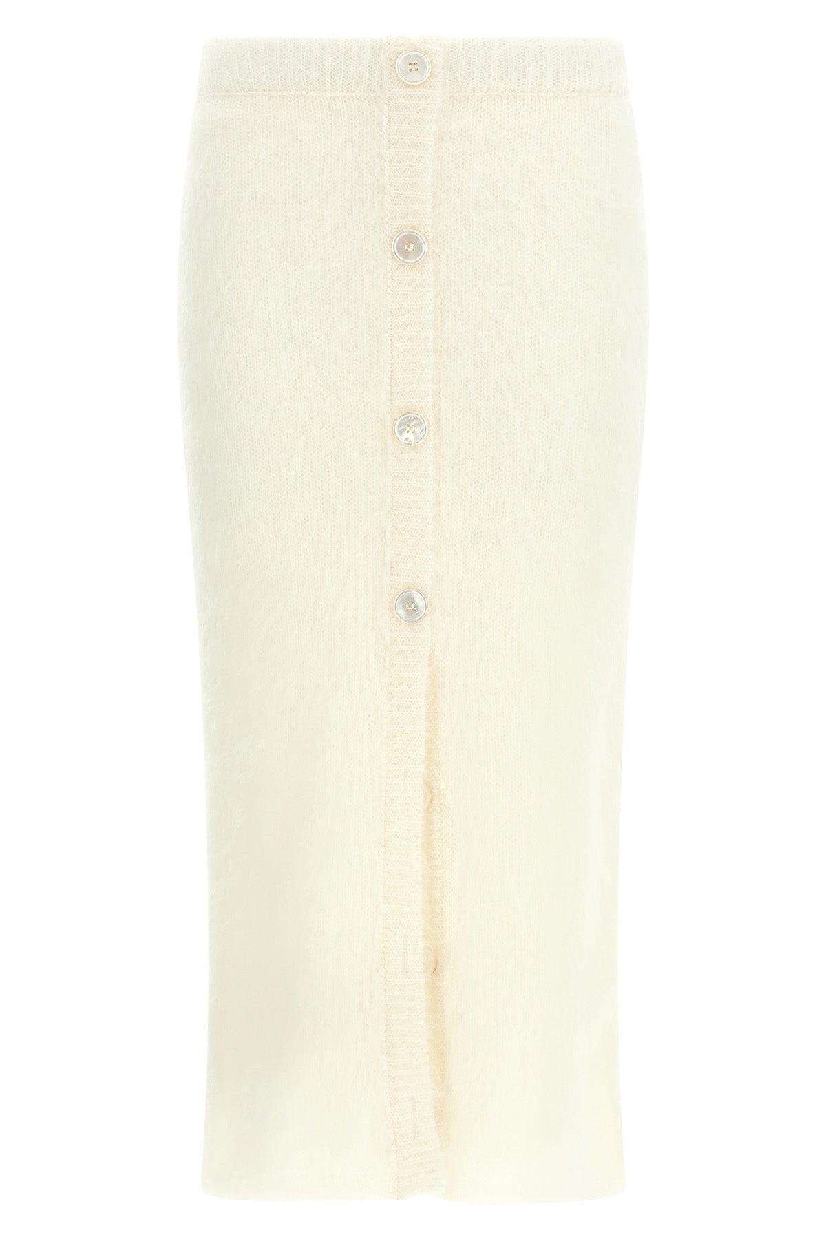 carded mohair wool knit midi skirt
