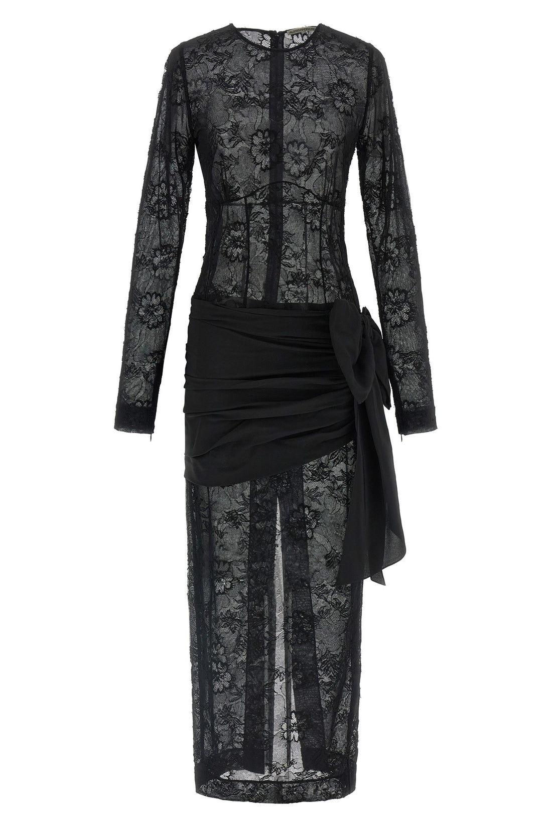 ALESSANDRA RICH 40 long semi-transparent lace dress