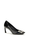 patent leather trompette pumps