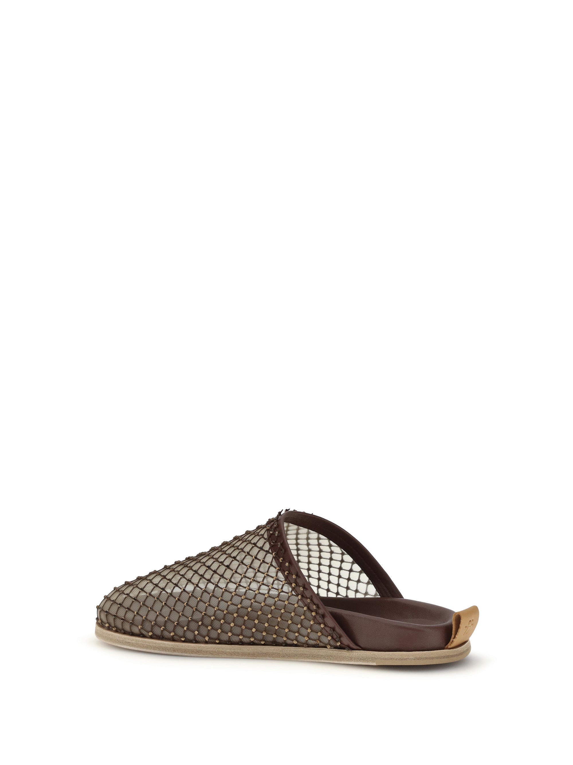 mesh mules with rhinestones