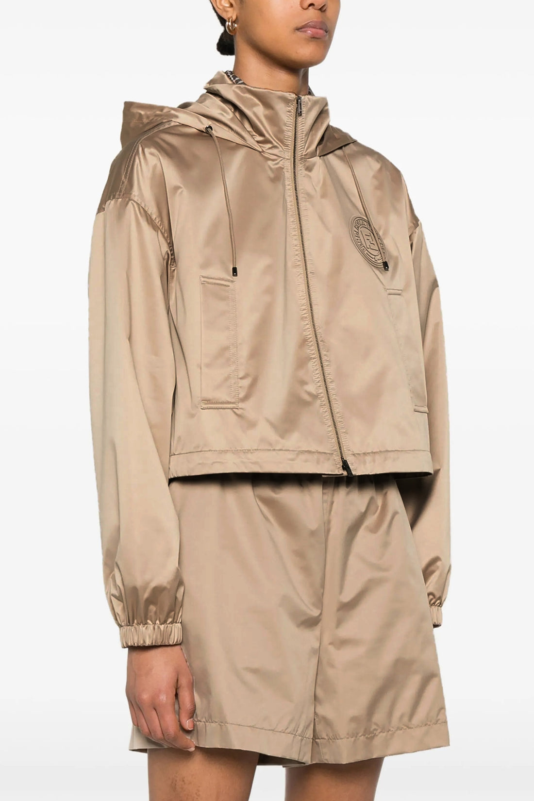 FENDI M tech silk anorak crop model