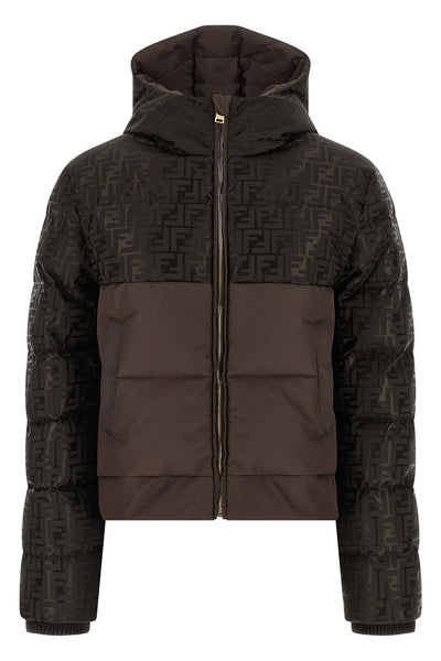 short jacket in jacquard shiny nylon