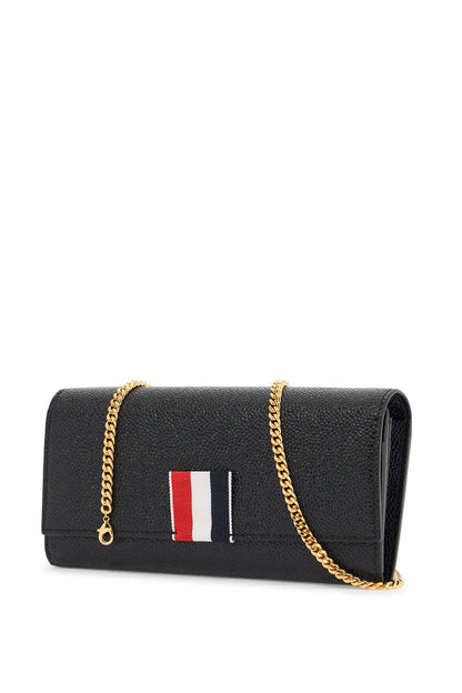 black calfskin chain wallet with rwb detail