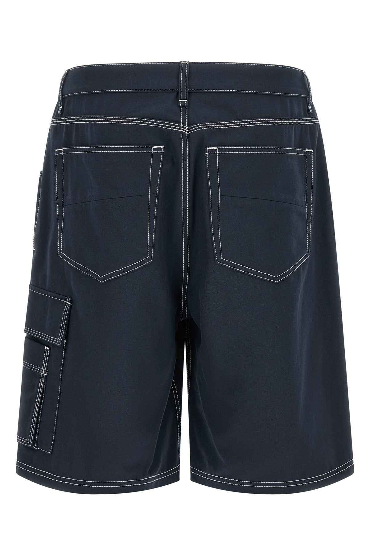 fendi navy blue cotton canvas canvas bermuda shorts