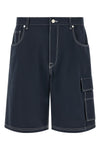 fendi navy blue cotton canvas canvas bermuda shorts