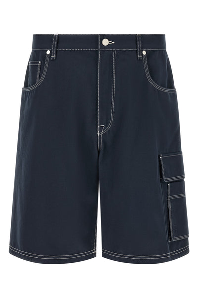 fendi navy blue cotton canvas canvas bermuda shorts