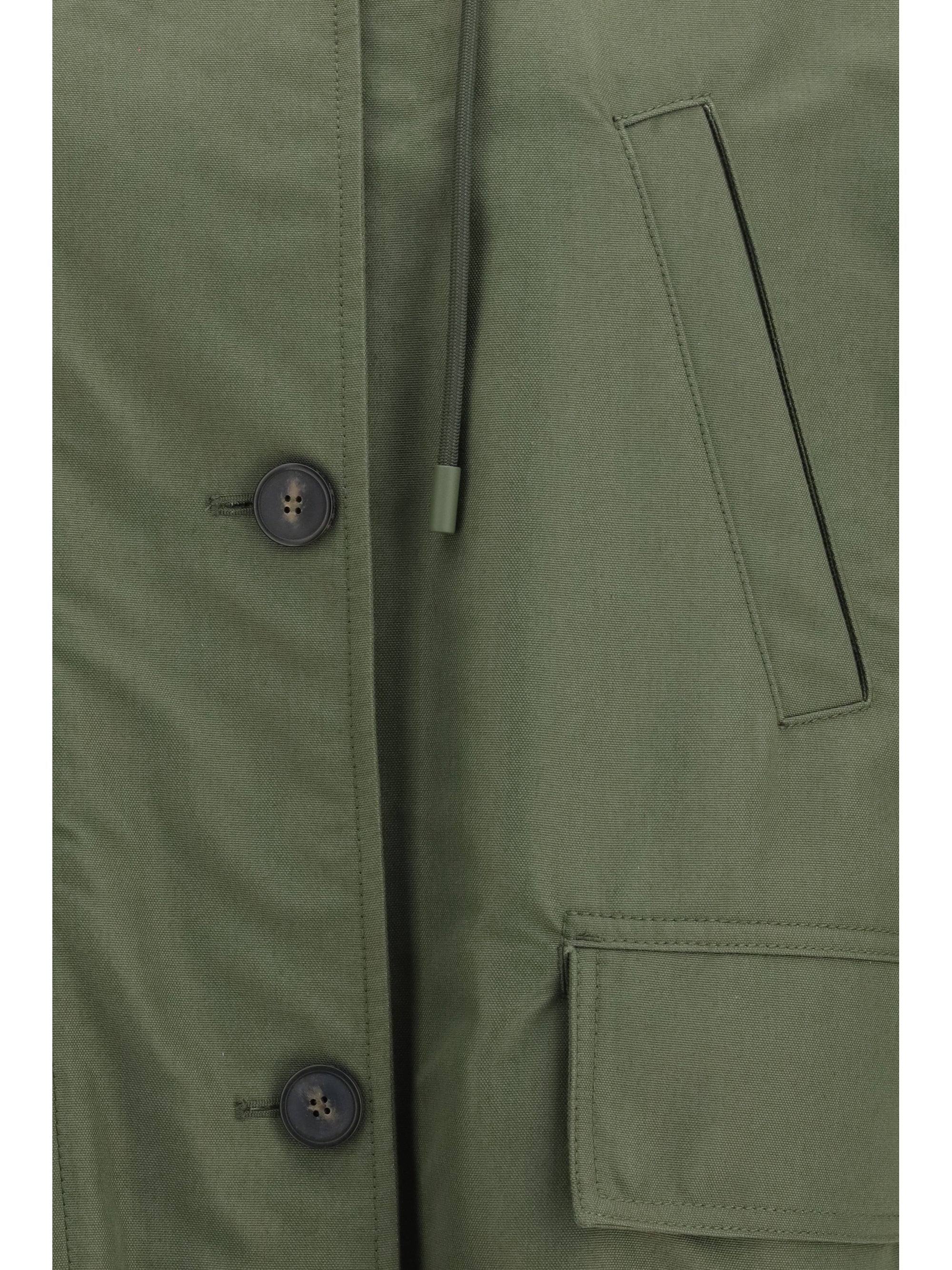 water-repellent canvas midi parka