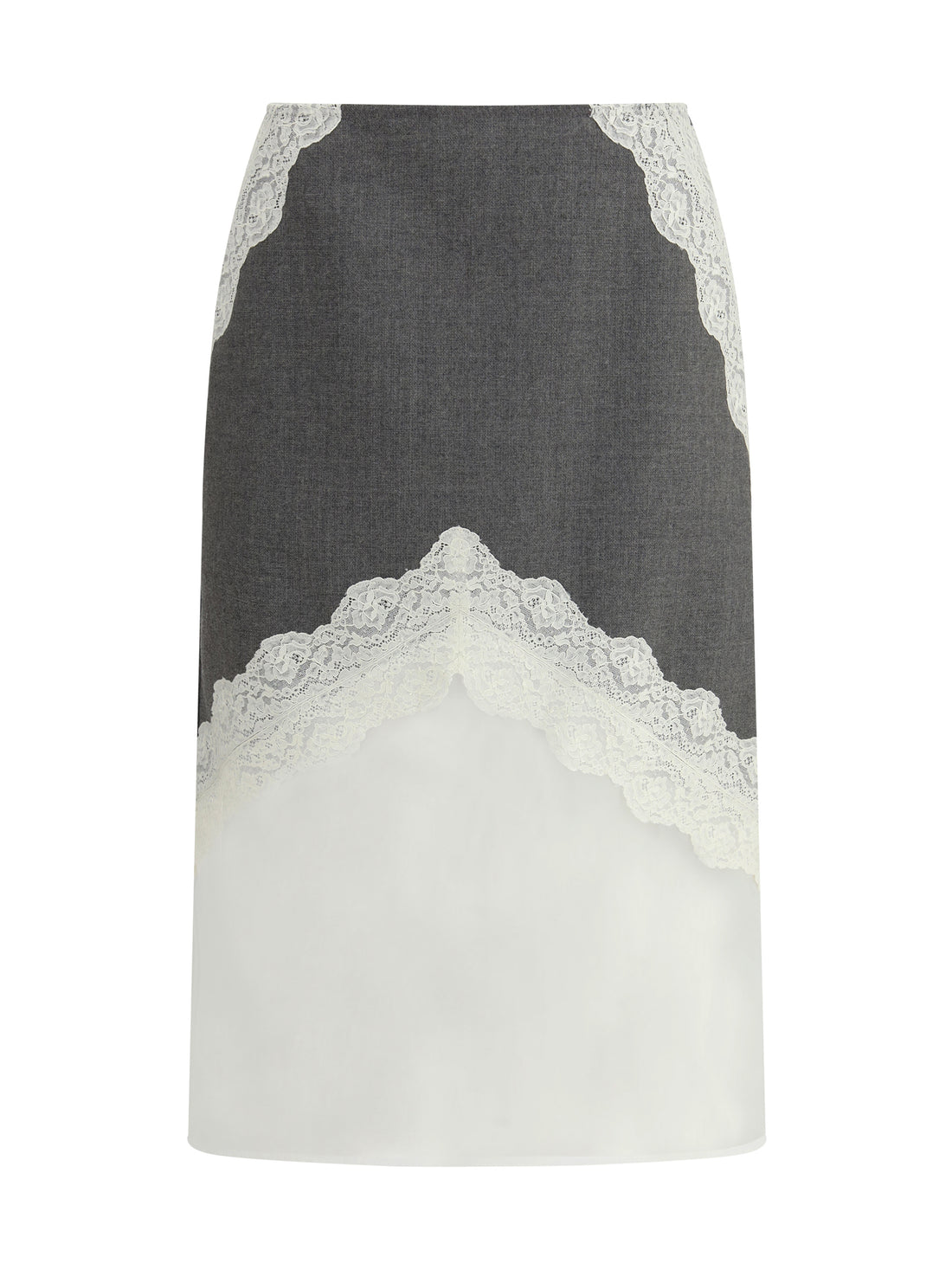 JIL SANDER 34 midi wool and lace skirt