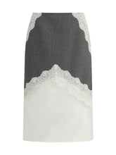 JIL SANDER 34 midi wool and lace skirt