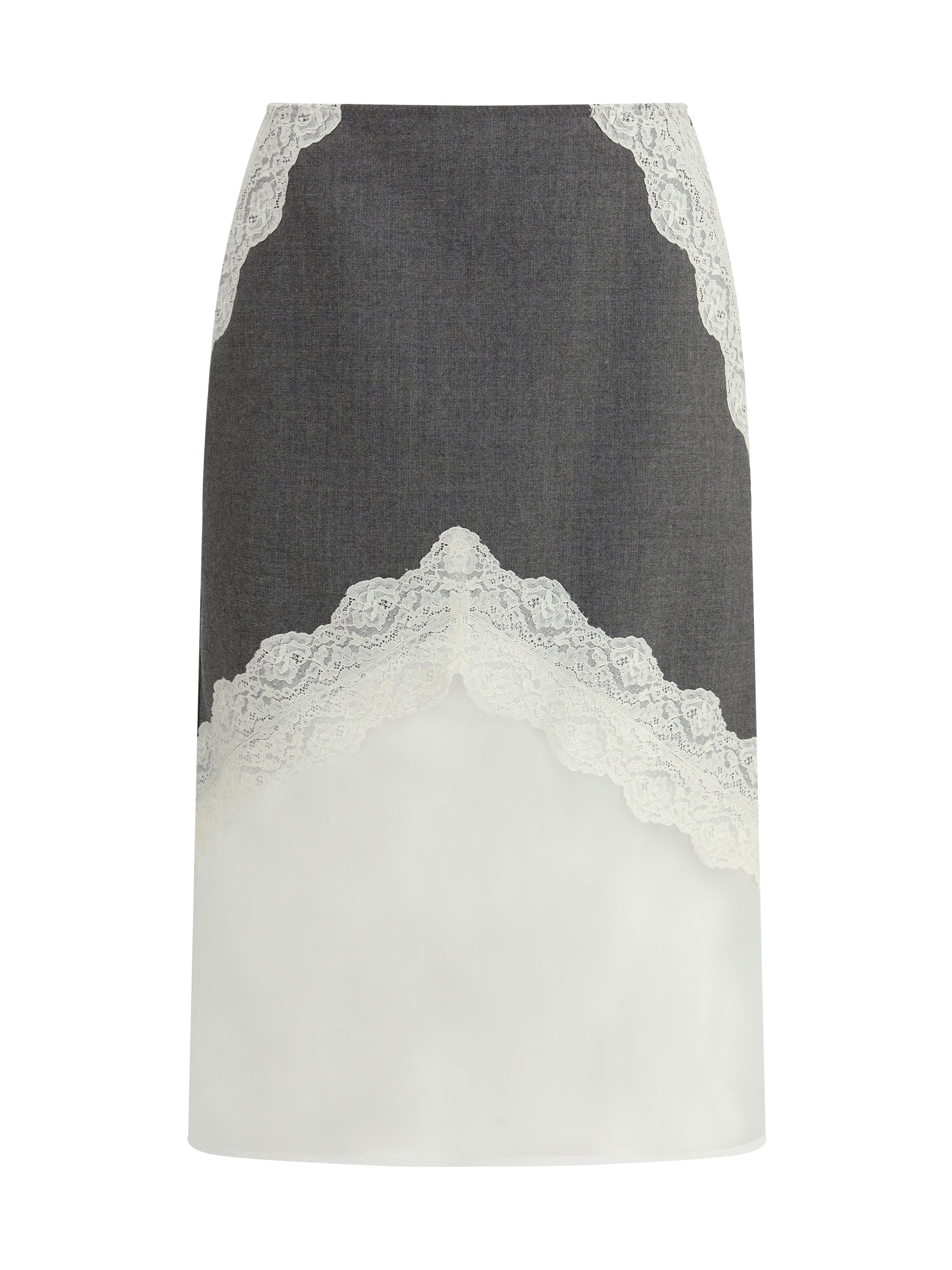 JIL SANDER 34 midi wool and lace skirt