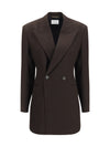 double-breasted pinstripe mélange wool jacket