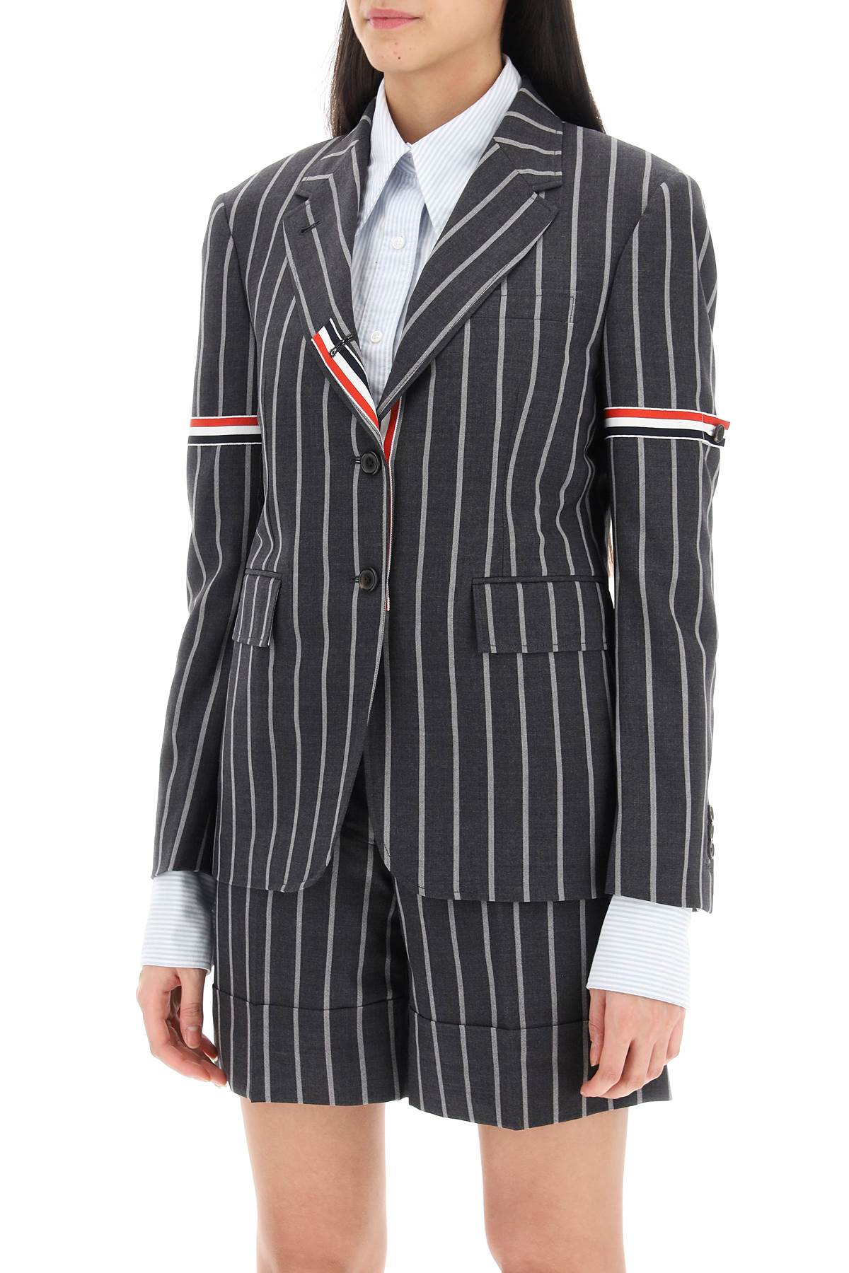 striped single-breasted jacket