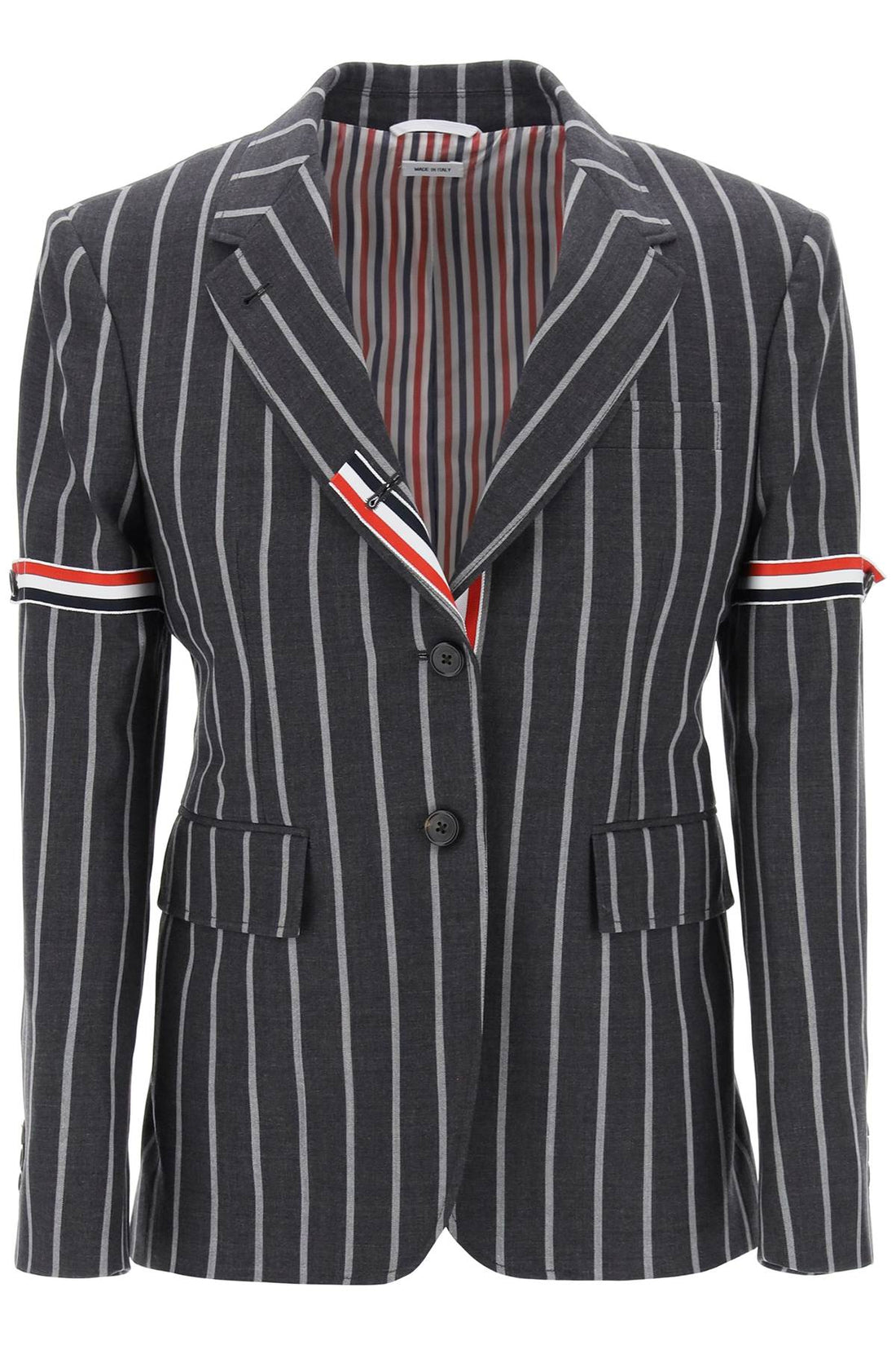 striped single-breasted jacket