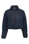 reversible down jacket in herringbone harris tweed wool and shiny nylon