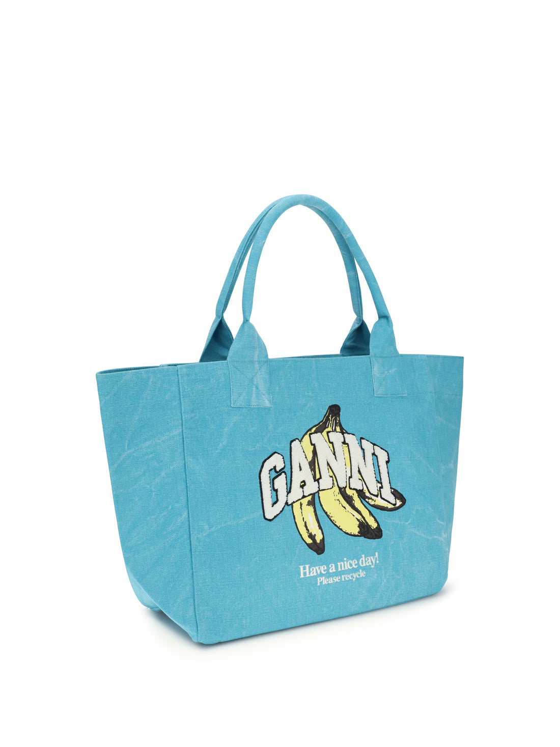 GANNI OS medium banana print tote bag