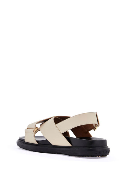 fussbett sandals in silk white leather with low heel