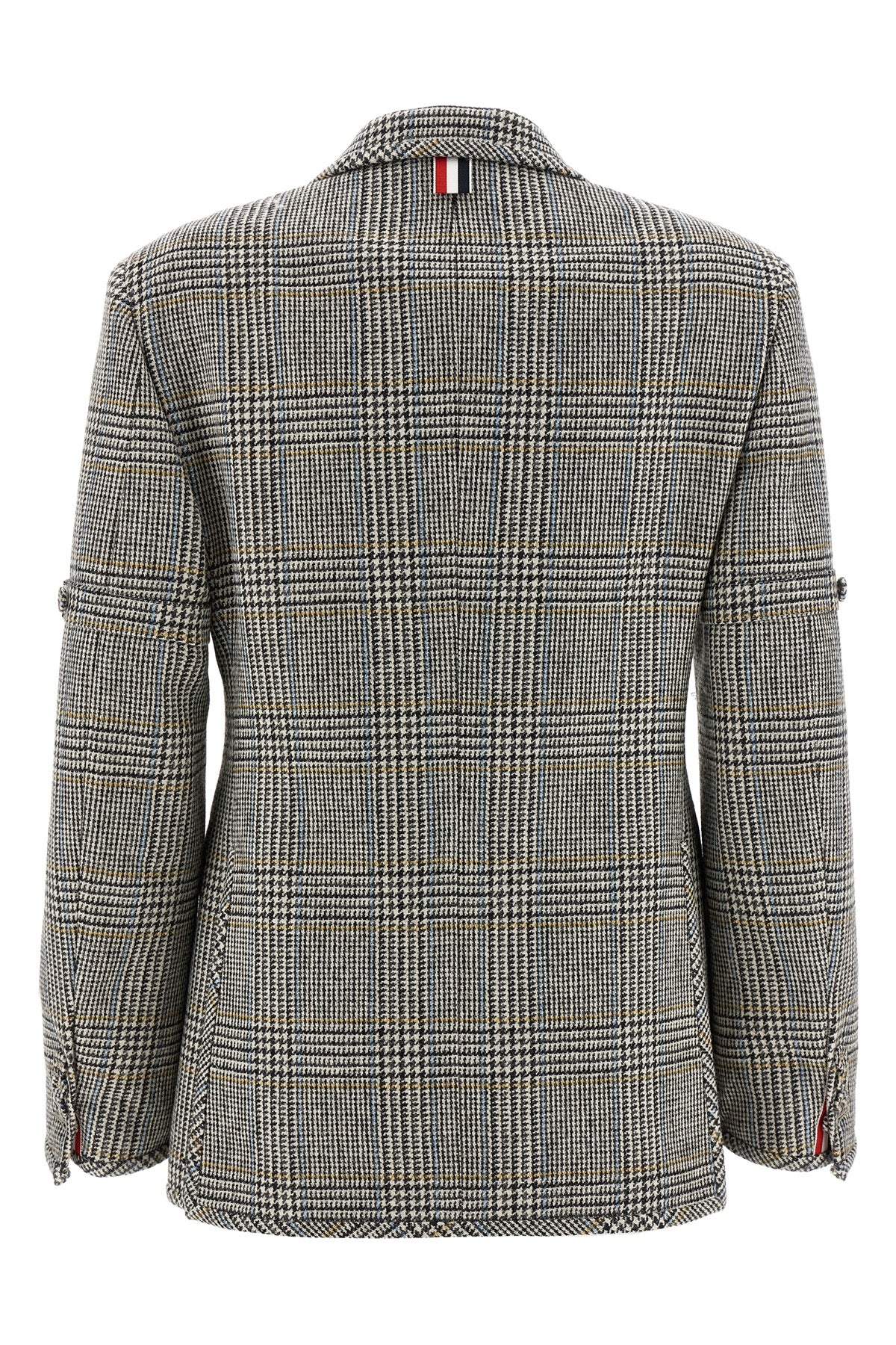 prince of wales patterned wool single-breasted blazer