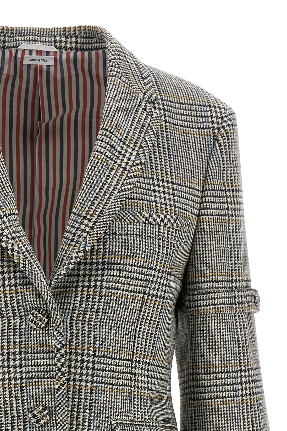 prince of wales patterned wool single-breasted blazer