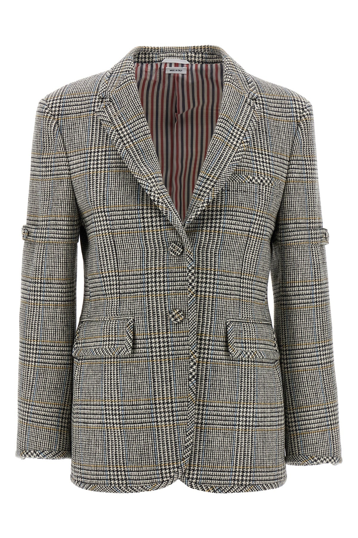 prince of wales patterned wool single-breasted blazer